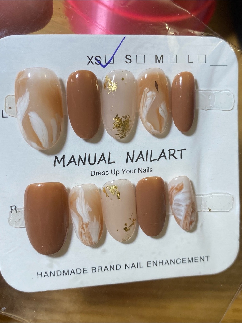 Neutral Marble & Gold Accent Press-On Nails